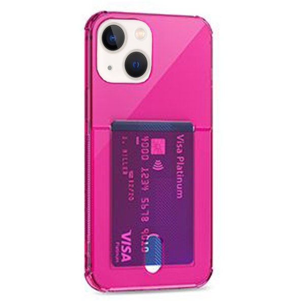 Floveme Smart Beskyttelsescover Med Plads Til Kort - Iphone 13 Mini Hot Pink