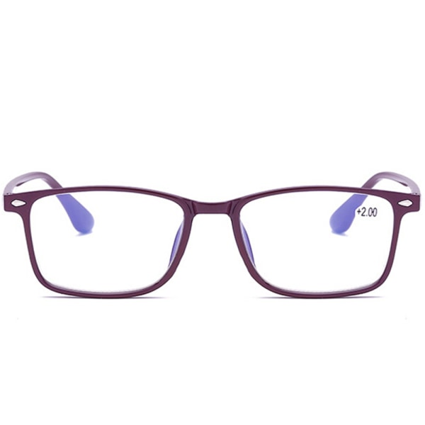 Floveme Stilfulde Anti-blåt Lys Læsebriller (+1,0 - +4,0) Lila +2,0
