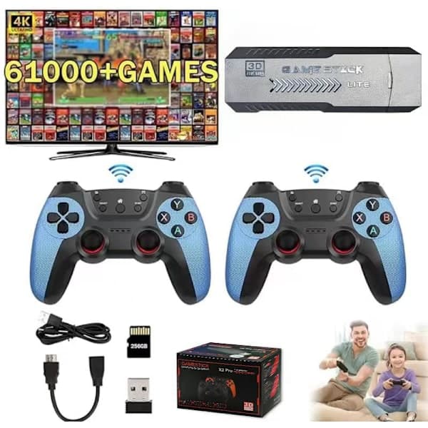 2025 Uusi pelikonsoli 4K 60000+ peliä, 4K pelikonsoli Pro, retro pelikonsoli sisäänrakennettu 60 000+ peliä, Plug & Play TV-video