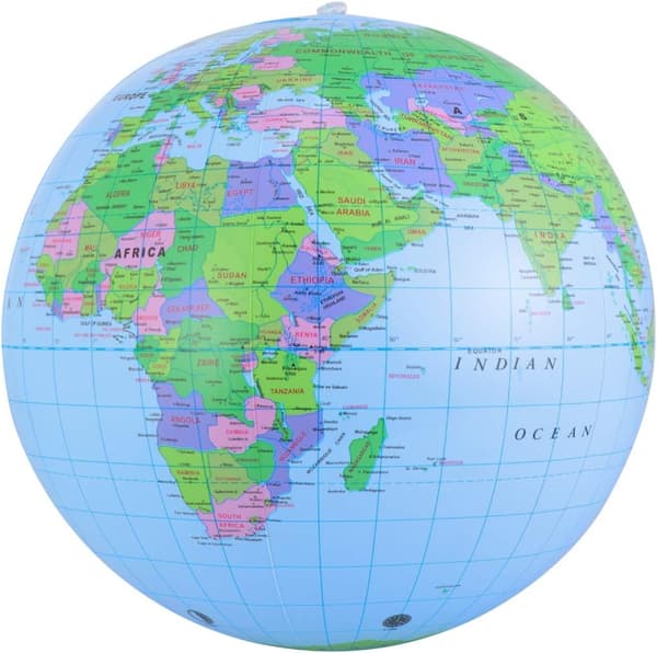 Oppustelig globus-strandbold, 40 cm PVC-verdenskortbold, oppustelig jordklode til geografiundervisning, klasseværelseslæring, strand- og poolspil, bær
