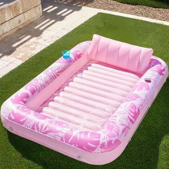 Solseng-Solingseng-Solbasseng-Lounge solseng - Oppblåsbar solseng for bassenget - Voksen svømmering med pute - 180x120 cm - rosa