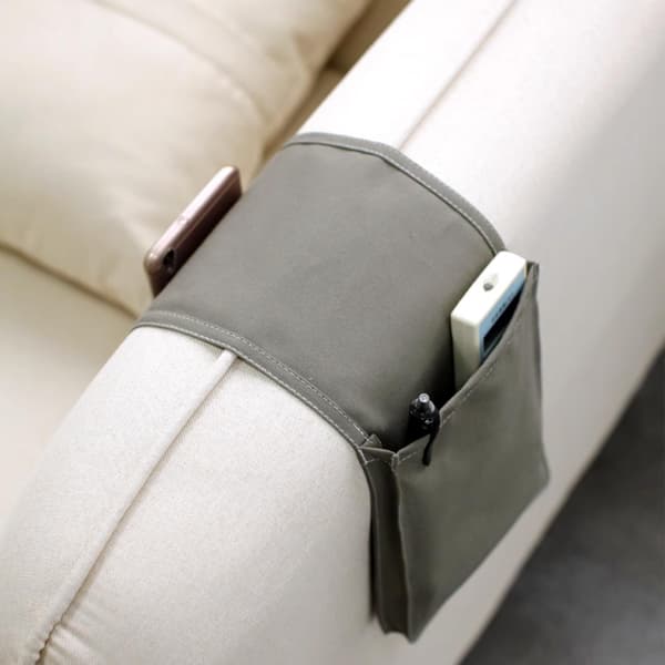 Armlænsorganisator til sofa, sofabord, seng, opbevaringspose, fjernbetjeningsholder, pladsbesparende opbevaringspose, sengelomme til mobiltelefon, iPa