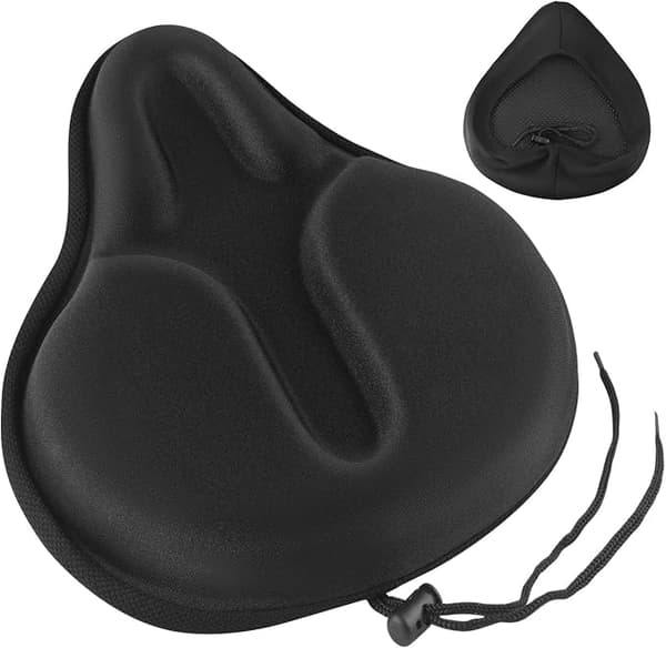 Stort gelsadelovertrekk for sykkel, ultramyk sykkelsalpute, komfortabel og romslig, egnet for innendørs og utendørs sykling (29*27*3.5cm).