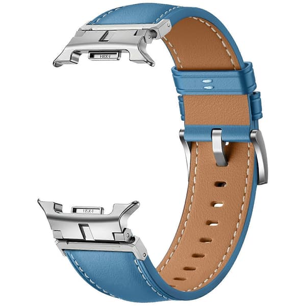 Urrem til Samsung Galaxy Watch8 44mm 40mm Watch8 Classic 46mm Metalforbindelse Ægte Læder Blå