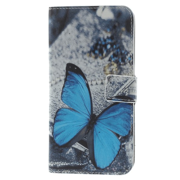 Läderfodral "blå Fjäril" Till Iphone 6 Plus