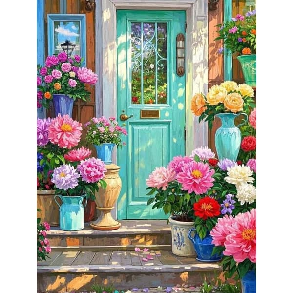 Diamantkunst-sæt Haveblomster til voksne, Begynder DIY Diamantprikker Maleri, Ædelstensbor Kunst til Hjemmevægsindretning 12x16inch/30x40cm