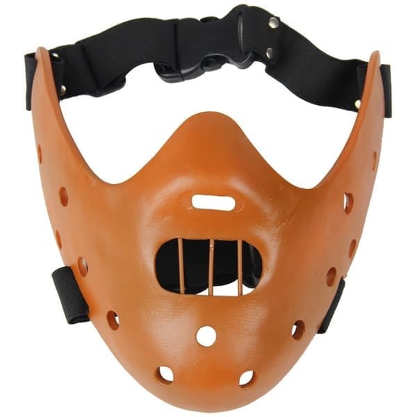 Halloween Maske Hannibal Lecter Maske Skræmmende Halloween Rollespil Realistisk Gyser Morder Maske Halv Ansigt Hovedbeklædning Harpiks Brun