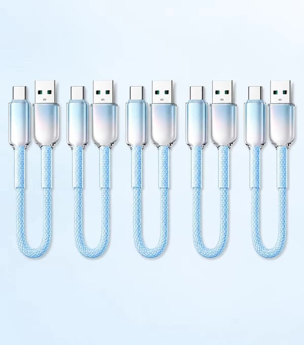 Kort USB C-kabel [30 cm/0,3 m, 5-pak], Adilift USB Type C hurtigoplader 3A USB-A til USB-C kabel til Samsung Galaxy S10 S9 S8, Huawei P20