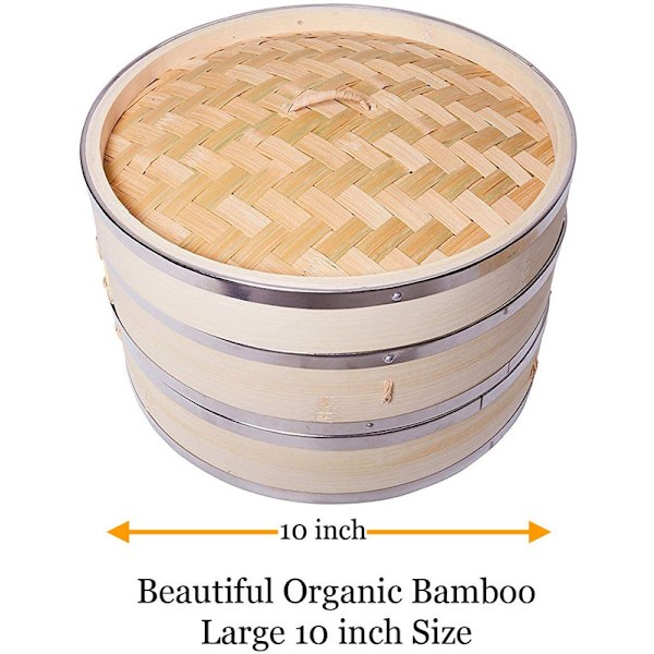 Köp 10" Premium Organic Large Double Tier Bamboo Steamer Basket Fyndiq