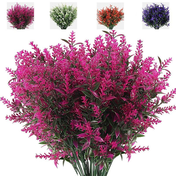 Artificial Flowers Lavender 8-Pack – Uv-Resistant Decorative Plants For Indoor & Outdoor Rosa