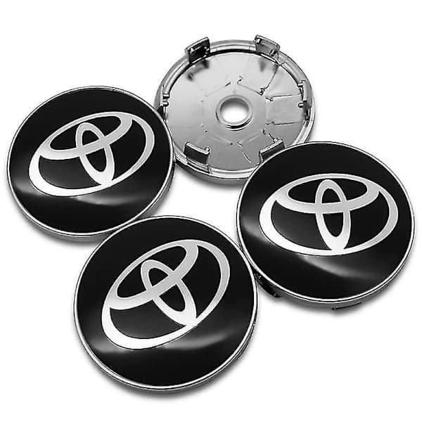 Svarte og krom Toyota hjulkapsler, 60 mm, 4 stk.