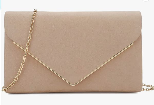Aftentasker Clutch Håndtaske til kvinder Håndtasker til bryllupsfest Cocktail Prom Crossbody Skuldertaske Imiteret Ruskind med Aftagelig Kæde Nude Nud