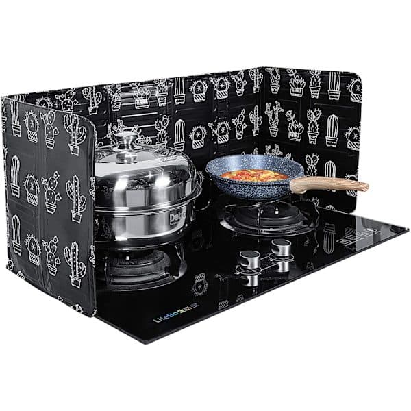 2 stk 3-sidig sprutbeskyttelse sammenleggbar fettsprutbeskyttelse for stekepanne aluminiumsfolie sprutbeskyttelse for komfyrtopp oljesprutisolasjonsbl
