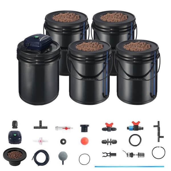 RDWC System til Hydroponisk Dyrkning-Duoku-Avanceret Hydroponisk Kit-med Øverste Dryp-4 Sløjfer-1 Tank