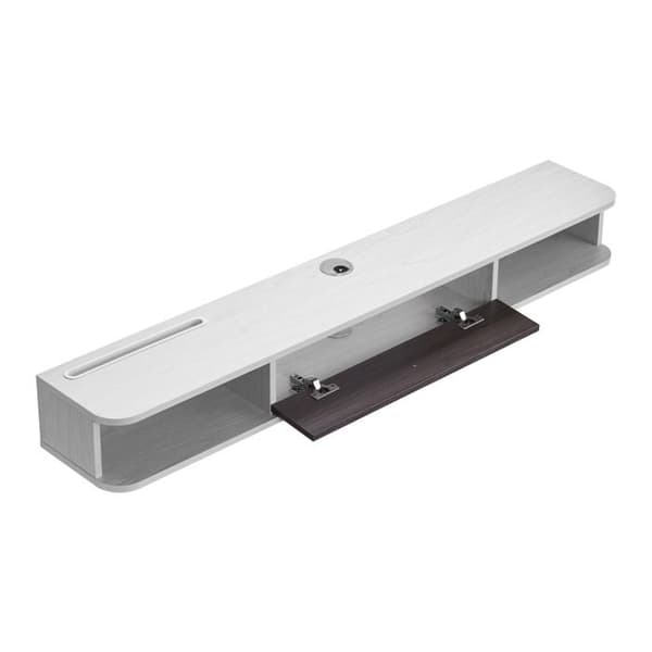 Væghængt TV-møbel - DUOKU - 140 cm - Hvid - Til DVD-afspiller og Spillekonsol - 52 mm kabelhul