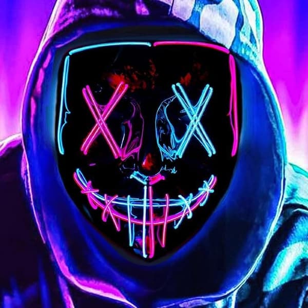 {YM}Halloween LED maske - Lysende med 3 lystilstande, batteridrevet, til kostume, cosplay, festival og fest