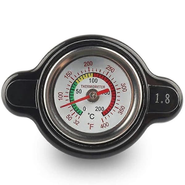 Højtryksradiatorhætte med temperaturmåler, 1,8 bar radiatorhætte 25,6psi Kompatibel med