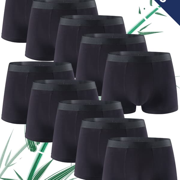 10-pak LIUYIJJ Herre Bambus Fiber Boxer Briefs - Fugttransporterende Åndbart Undertøj, Blød Strh Pasform