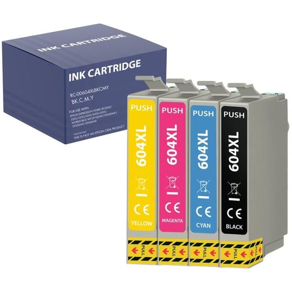 Blekkpatron - Epson - 604XL - 4-pakning - Svart, Cyan, Magenta, Gul - Kompatibel med WF-2950, XP-4200