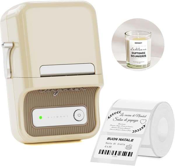 B21 Bluetooth-etikettskriver med etiketter, allsidig app med 120 skrifttyper og over 1600 ikoner, etikettbredde 20-50 mm