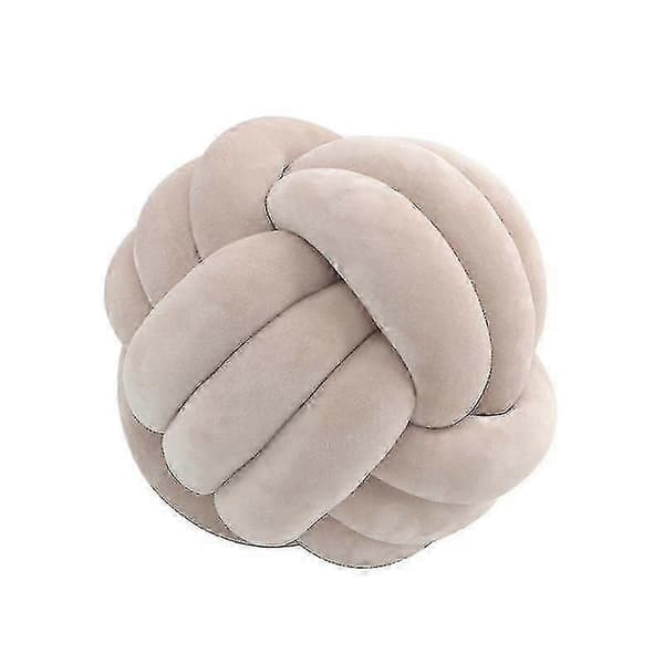Myk Knuteball Pyntepute Hjemmeinnredning Pute Plysj Kaste Knute Pute Håndlaget Rund Pute Knute Soveromsdekor, 7.9x7.9in-lys Brun
