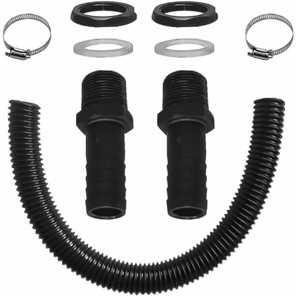 Tilkoblingsslange for regnvannsoppsamler, inkludert 2 slangenipler med låsemutter - Tilkoblingssett for regntønne, 50 cm, 25 mm