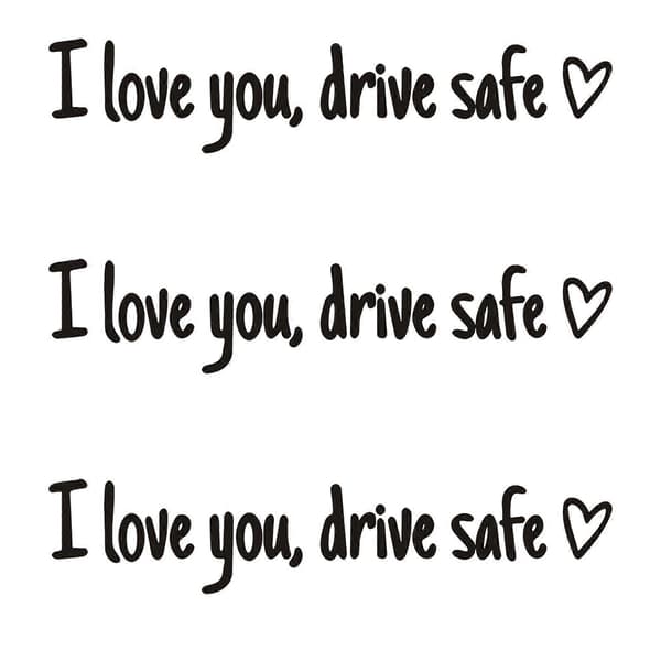 3 stk. \"I Love You Driving Safe\" speilklistremerke \"Drive Safe I Love You\"-klistremerke med hjerte for bakspeil, vindu, vinylmerke, biltilbehør og
