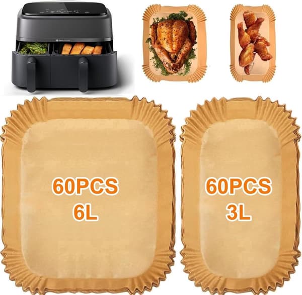 [LCS]ING Bakepapir Air Fryer - Bakepapir - (6L/3L) - Modeller NA350/300 og NA550/500 - 120 Stykker