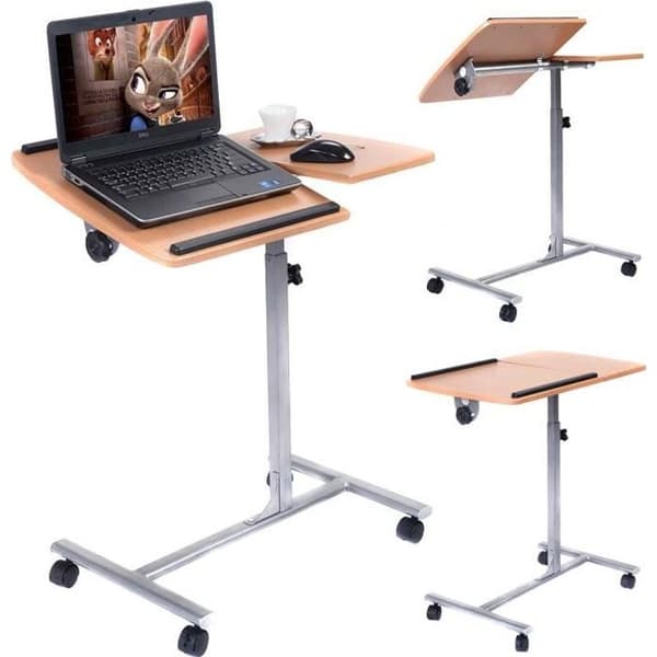 Justérbar laptopbord, sengebord med hjul, sidebord