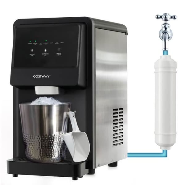 COSTWAY Nugget Ice Maker 27kg/24H 240W R290 Kompressor Postevandsfilter Selvrensende infrarød detektion