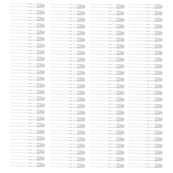 100 kpl LED-diodi 3mm 8 väriä LED-valaiseva värilamppu elektronisten komponenttien sarja 3V Lämmin valkoinen