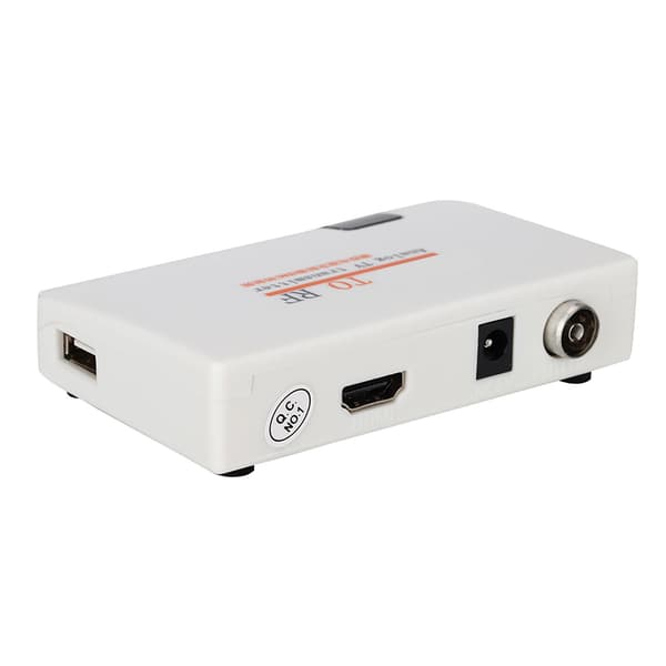 HDMI til RF koaksial konverter adapterboks støtter 480I/480P/576I/576P/720P/720I/1080I/1080P (100-240V) EU