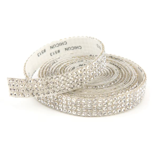 Rhinestone Bånd 4 Rader Selvklebende Risperler Glitrende Bling Resin Stripe for Hjemmedekorasjoner Hvit