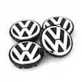 4-pakning - Volkswagen VW Senterkopp/Nav Emblem - Sølv Automotive 65mm