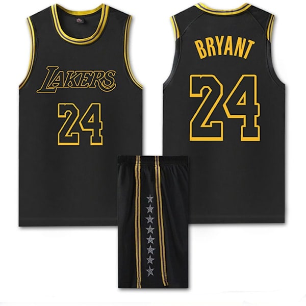 #24 Kobe Bryant Basketball Jersey Sett Lakers Uniform for Barn Voksne - Svart Y