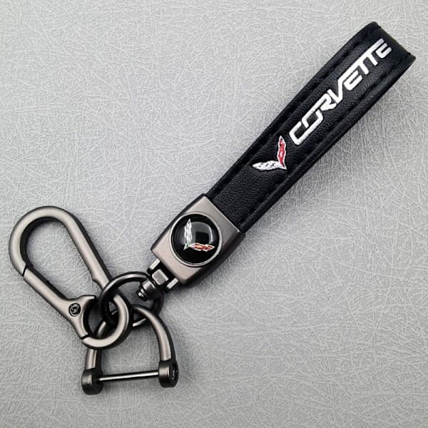 Personlig nøkkelring i metall med logo - Nøkkelring i skinn for menn Corvette Gunmetal Hardware