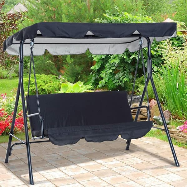 Swingstolseil-erstatning, vanntett/UV, deksel uteplass hengekøye baldakin topp hage utendørs, sølvbelegg, dimensjoner: 164 x 114 x 15 cm