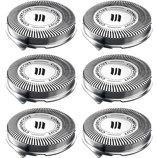 6 st SH50 ersättning rakhuvud kompatibel med Philips elektrisk rakapparat SH30 SH50 S500 S5000 S5050, icke-originala herr elektriska rakhuvuden