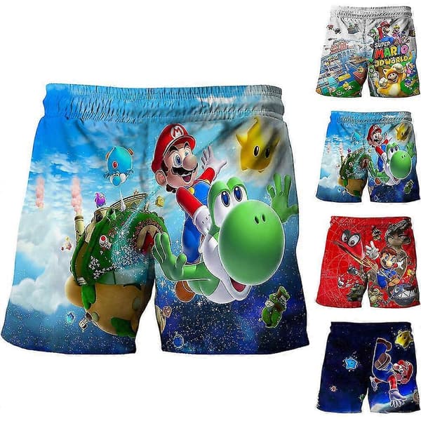 Holiday Super Mario Bro Badeshorts Badebukser Sommer Strand Basseng Surf 5-10 År Barn Gutter