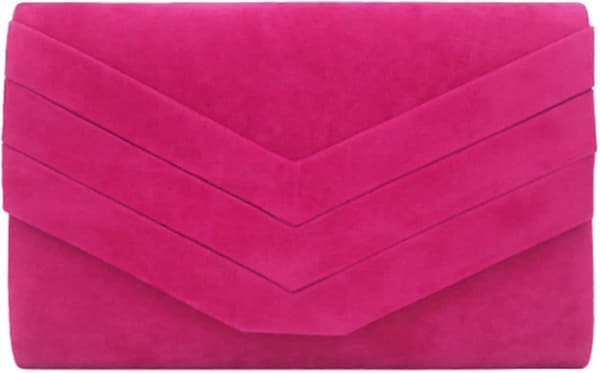 Faux Suede Konvolutt Stil Brude Bryllup Kveld Clutch Party Veske Håndveske - Stilig (Fuksia Rosa)