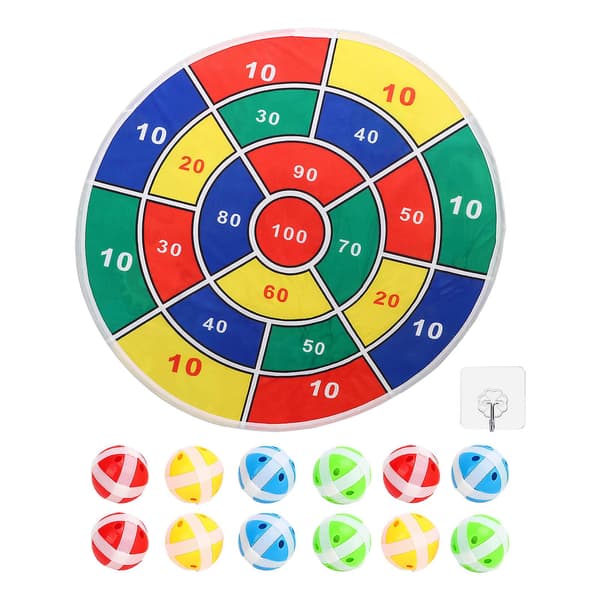 Klistrende Boldplade Foldbar Dartskive med LED 8 Tilstande Dinosaurmønster Dobbeltsidet med 12 Bold Dartspil til Fest