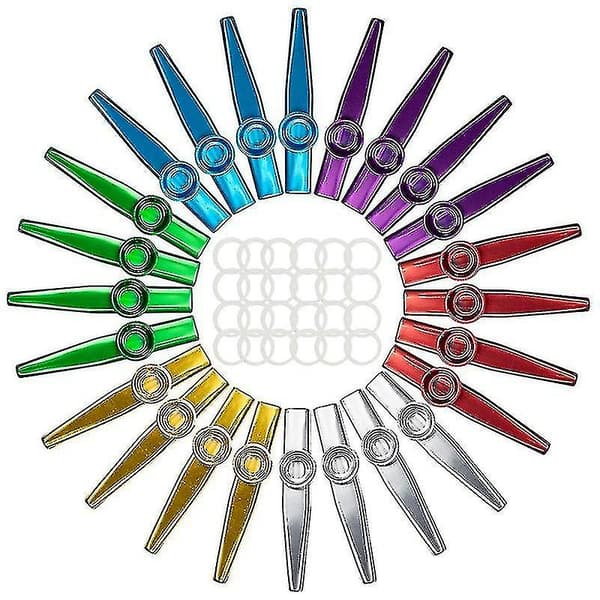 24-pakkaus Metallinen Kazoo ja 24 kpl Kazoo-huilukalvo 6 Väriä, hyvä Seuralainen Ukulelelle, Viululle_Halvat lahjat kuten kuvassa