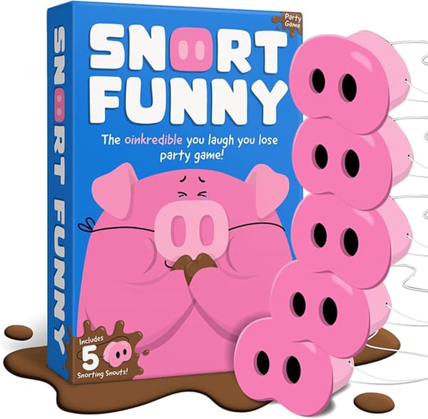 Snort Morsomt Grisespill, Oinkcredible Du ler du taper partyspill, Grisetrynespillet for familie og venner, med 150 utfordringskort, 5 grisetryner