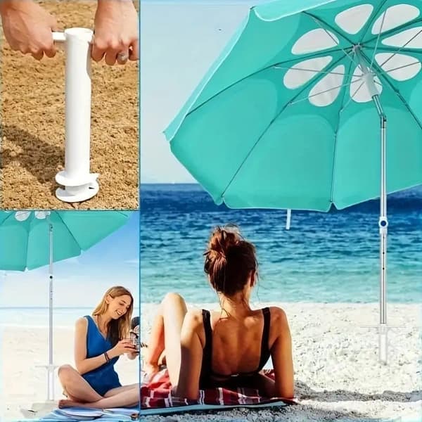 Parasollstativ/Parasollanker for Sand – Jordfeste med Grepvennlig Håndtak, Passer de Fleste Strandparasoller