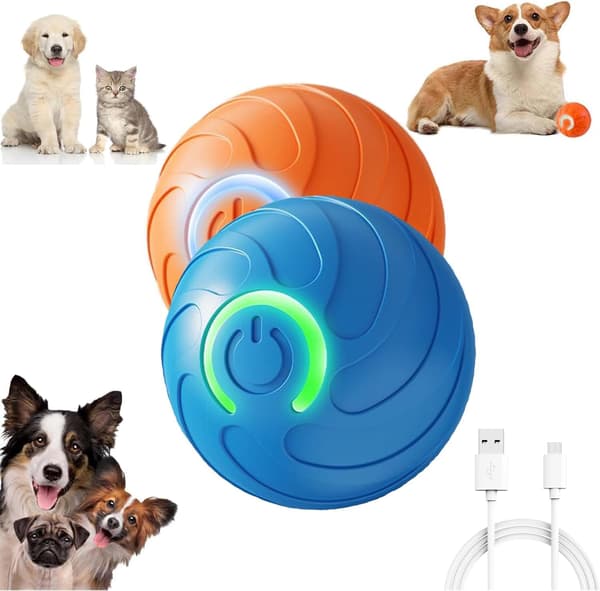 Automatisk hundeboldlegetøj, 2 stk. rysteboldlegetøj til hunde, vibrerende hundebold, USB genopladelig, interaktiv, automatisk