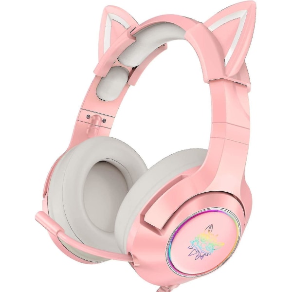 No name K9 Cat Ear Headset Til Xbox One, Ps4, Ps5, Pc (pink)