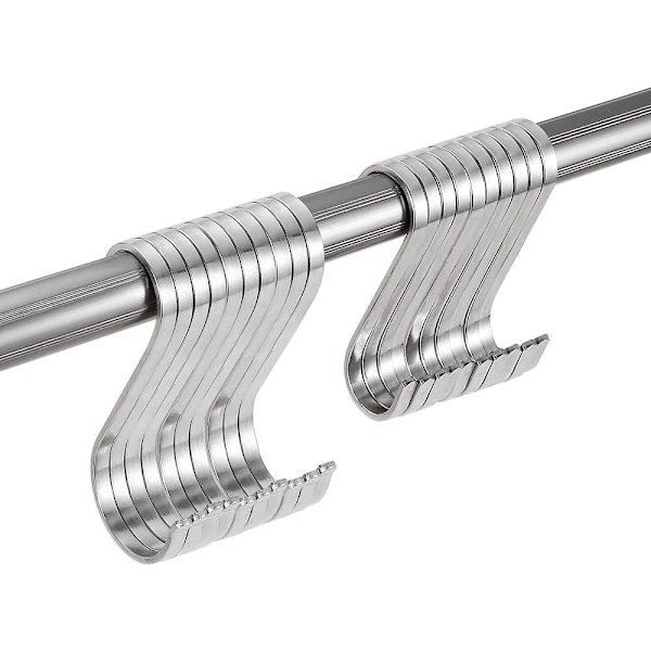 20-pack rostfria S-formade krokar för badrum och kök