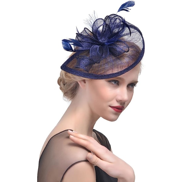 No name Elegant Kvinder Fascinator Hat Brude Fjer Hår Clip Royal Ascot