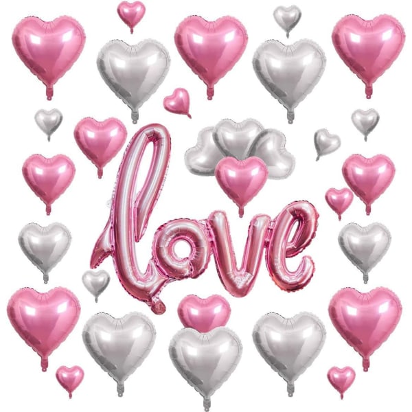 No name Folie Combo Ballon Sæt 30ps Pink Love Romantic Valentine's D