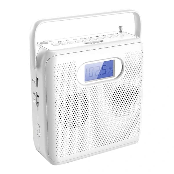 Bærbar Bluetooth CD-afspiller med vertikalt design, CD-boomboxhøjttaler, FM-radio, understøtter USB, AUX-（LST）4- Hvid